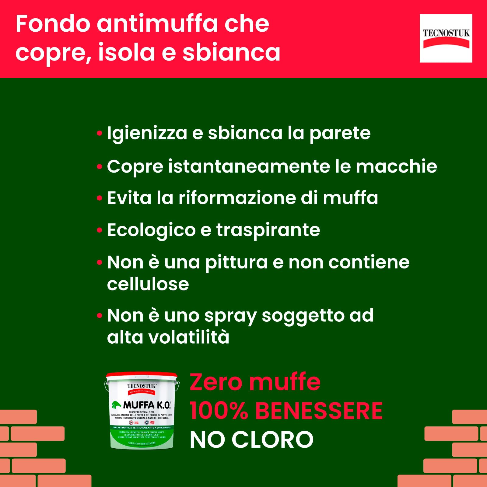 Tecnostuk Muffa K.O. Antimuffa 3L + Kalorfix Fissativo Isolante Termico 5L