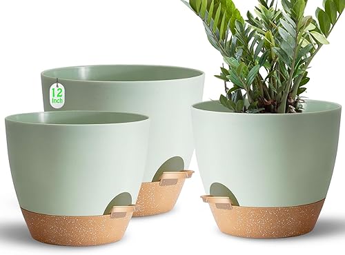 Macetas de interior para plantas, paquete de 3 macetas de riego automático de 12109 pulgadas para personas perezosas, macetas de riego automático