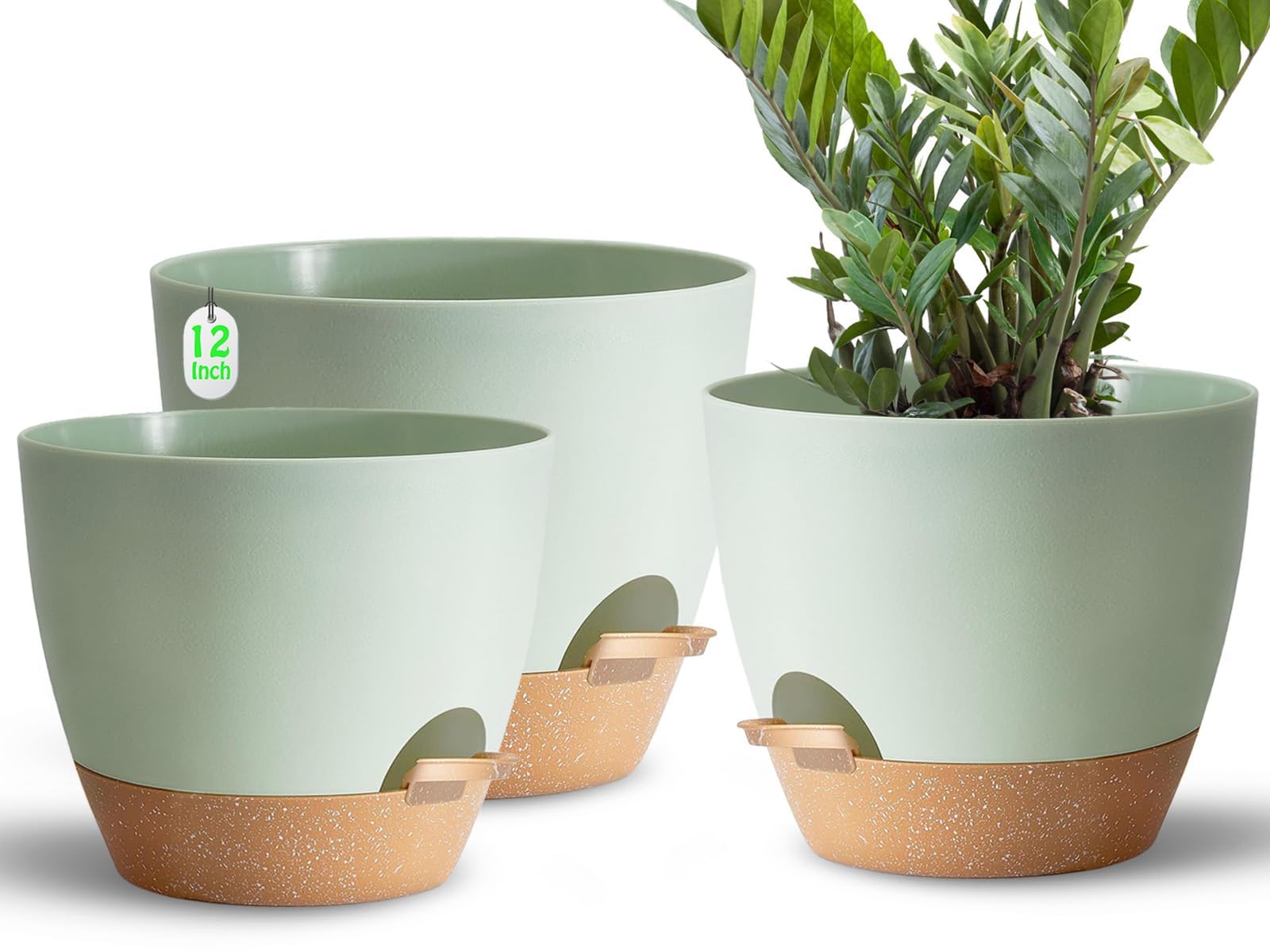 Indoor Pot For Plants 3 Pack 12/10/9 Inch Self Watering Pot For Lazy People,Self Watering Pots For Indoor Plants,Outdoor Pots For Succulent, African