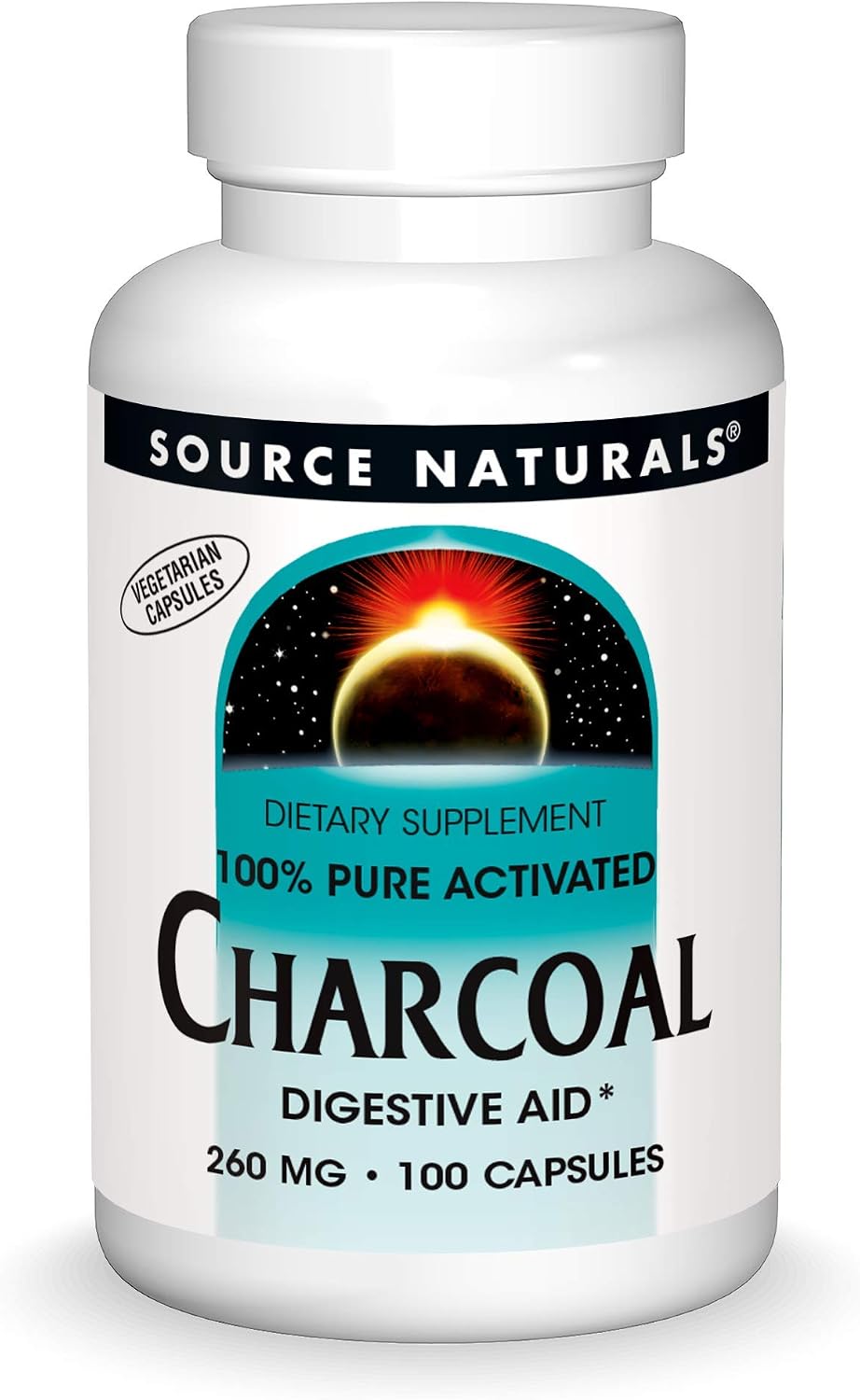 Source Naturals Charcoal - 100% Pure Activated, Digestive Aid - 100 Capsules