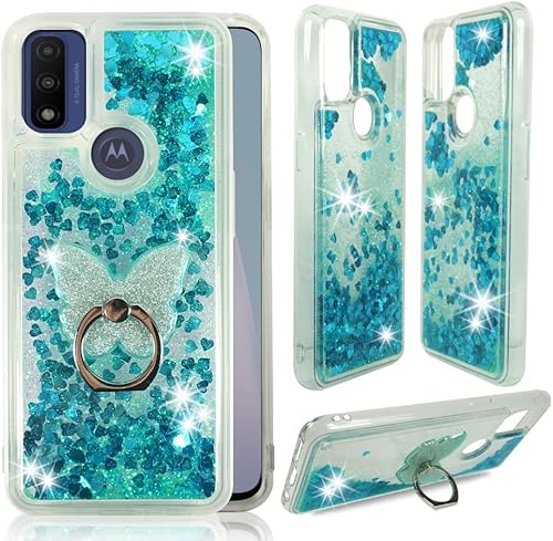 Zase Motorola Moto G Play (2023)Moto G PureMoto G Power (2022) Funda transparente linda para teléfono con purpurina líquida, cubierta protectora