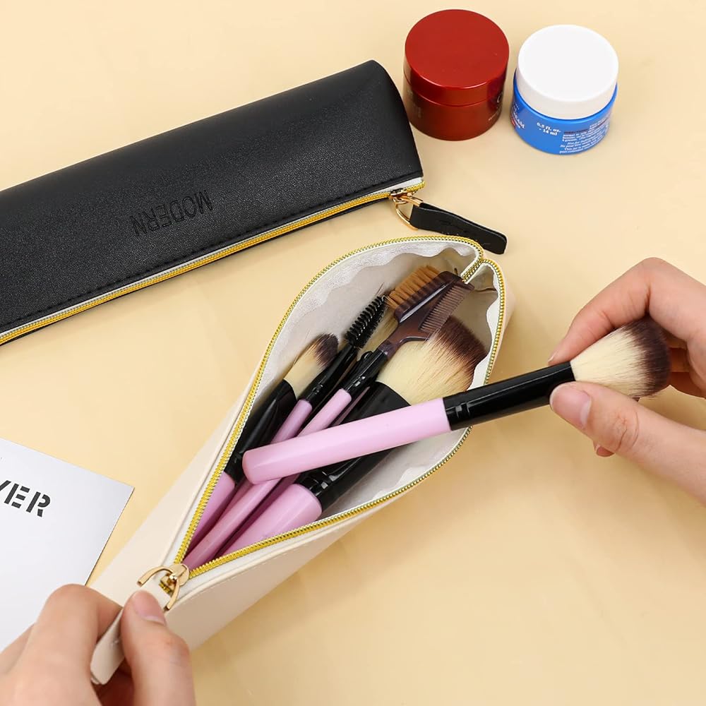 Amazon.com: Vin Beauty 2 Pcs Leather Pencil Pouch, Slim