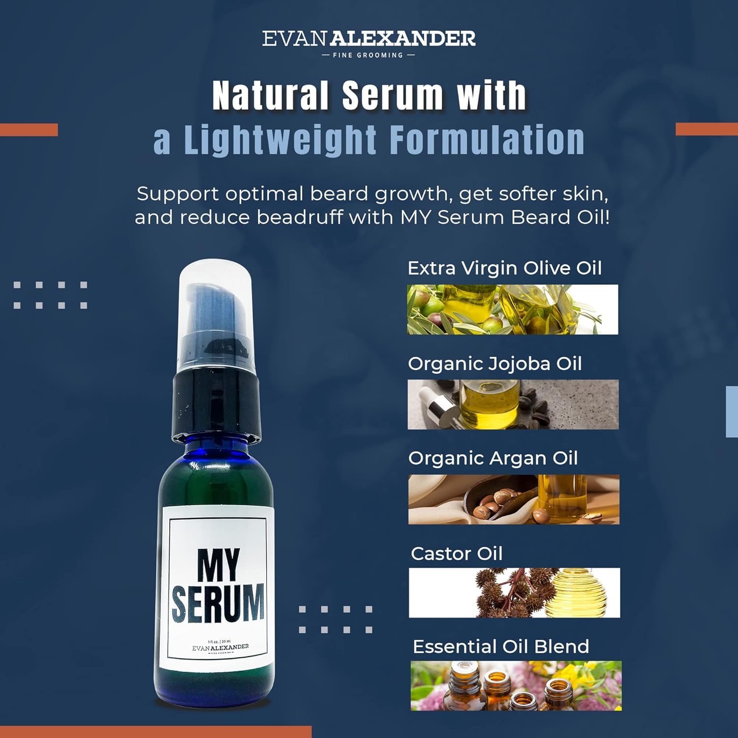 Evan Alexander Fine Grooming MY Serum Beard Oil for Men's, Fresh, 1 Fluid Ounces