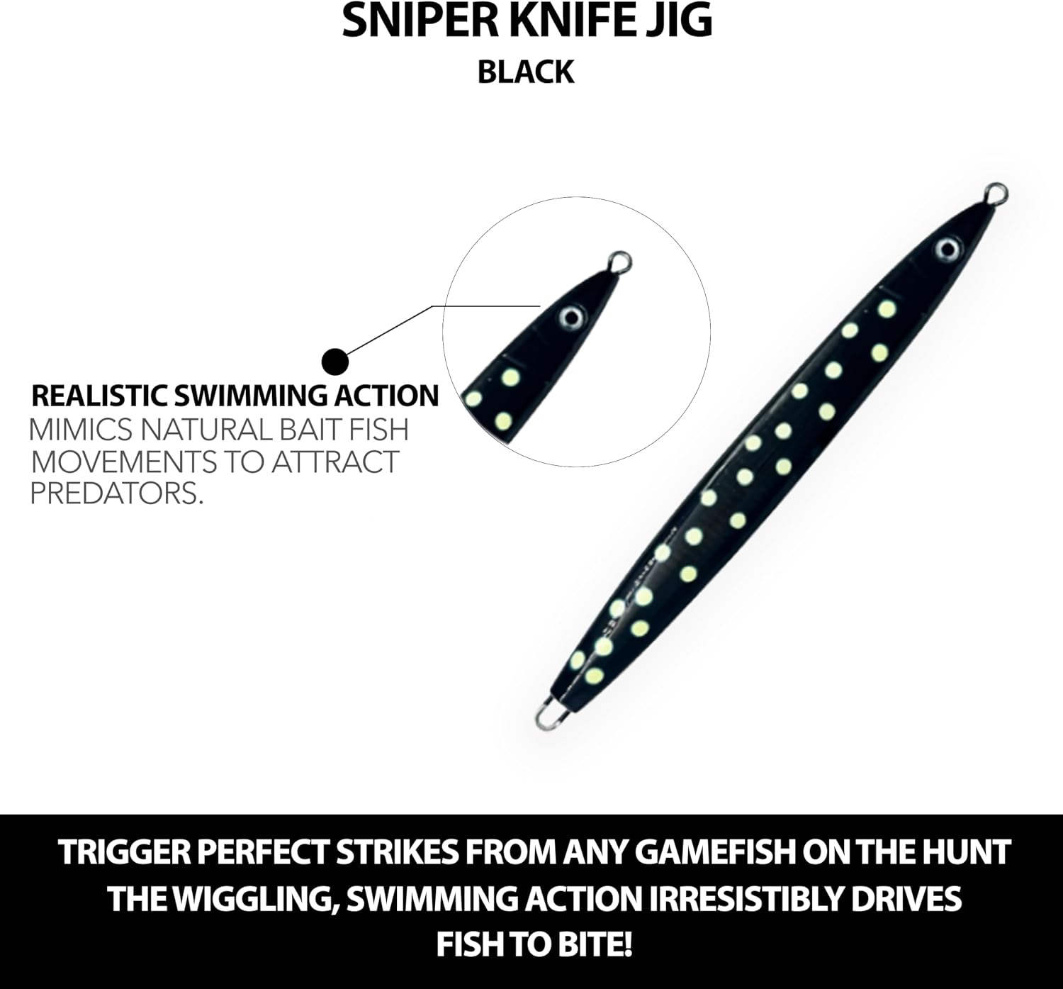 Sniper Knife Jig, Size 400g, 3 Pcs Polka Dot Black for Vertical & Slow Pitch Jigging, Unrigged, Ideal for Tuna & Saltwater Species