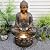 Tankana 45" Zen Buddha Water Fountain Outdoor with LED Light Large Indoor Waterfall Fountains for Patio Garden Balcony Backyard Relaxing Decorative Water Feature,Gold