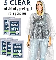 Vista 2 de Lingito Clear Emergency Rain Ponchos Adults, Thicker, 100% Waterproof Emergency Camping Rain Poncho, Amusement Parks, Hikes