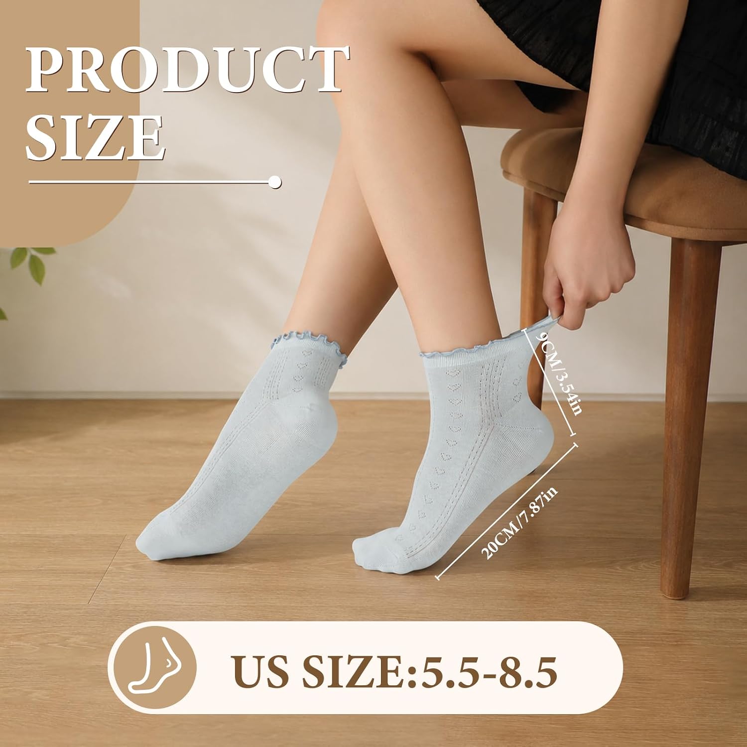 5 Pairs Women Ruffle Crew Socks, Summer Lace Cotton Ankle Socks Thin Cool Frilly Casual Sock for Women Girls