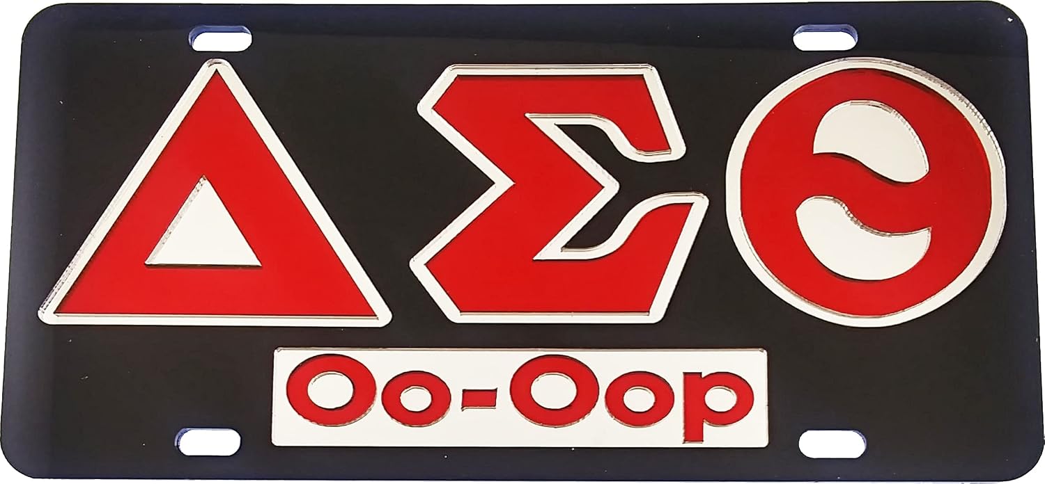 Delta Sigma/Σ Theta Oo-OOP Mirror Insert Tag License Plate [Black - Car/Truck] - ID#13621