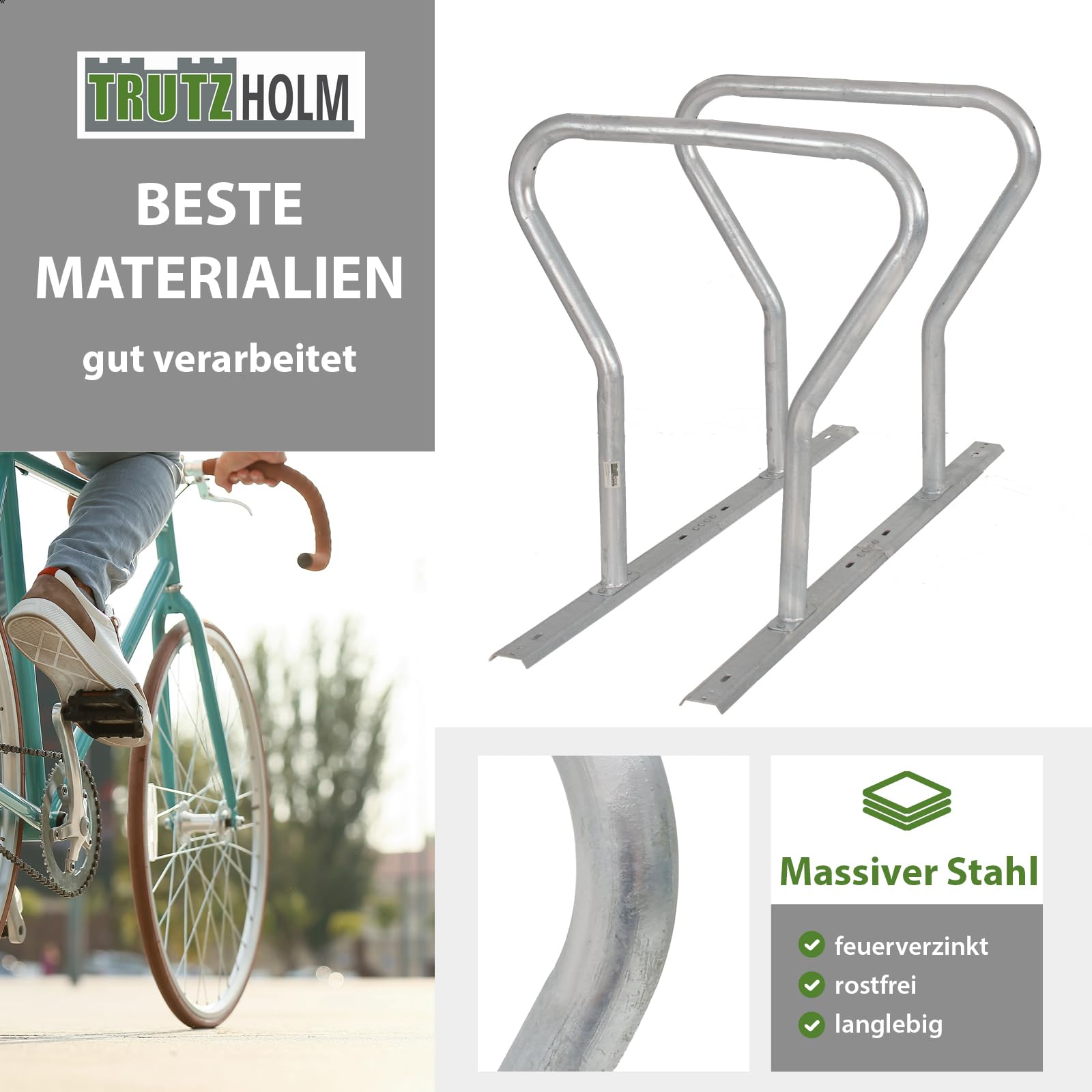 TRUTZHOLM Fahrradanlehnbügel 140x76x92 cm feuerverzinkt Stahl