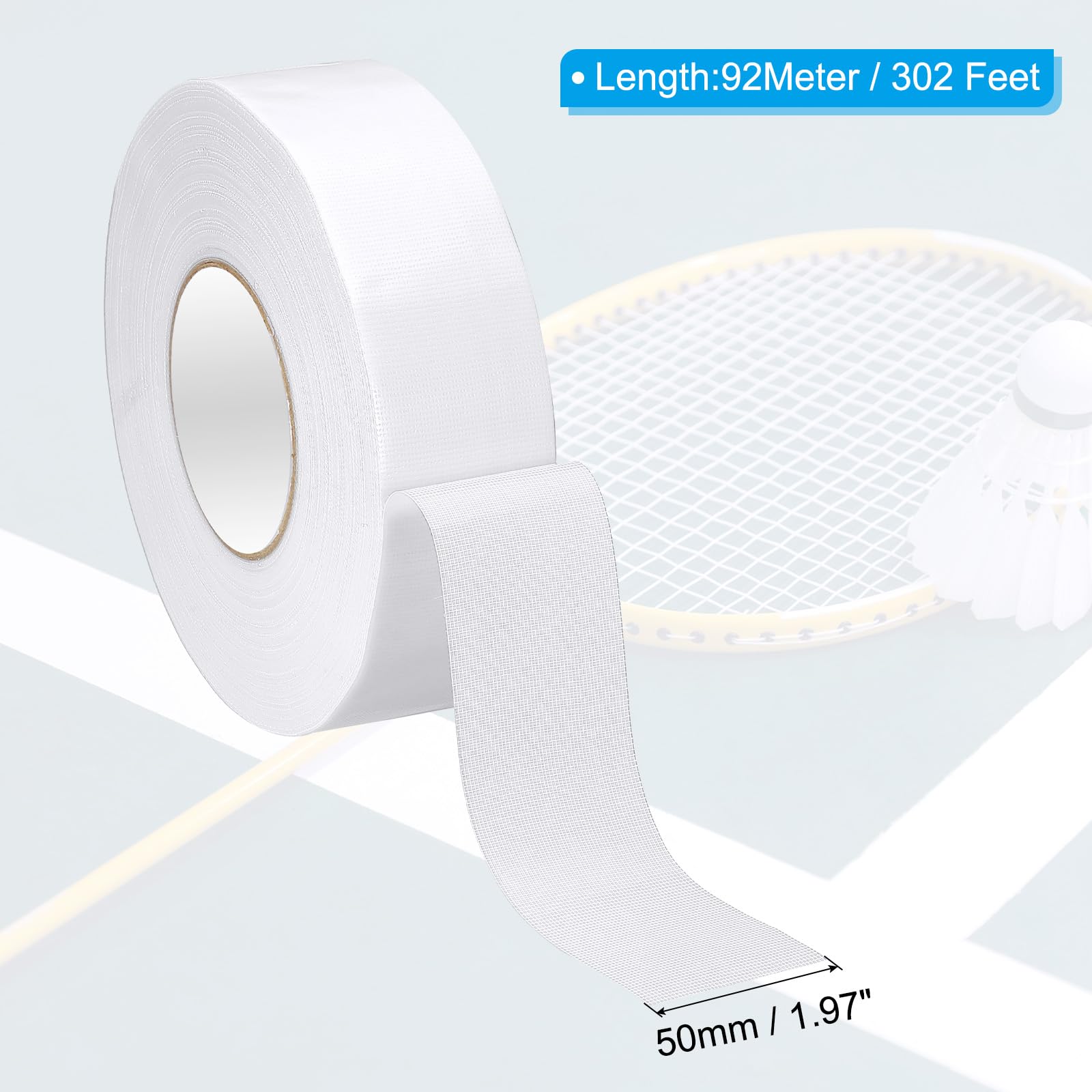 PATIKIL Nastro per Campo di Pickleball 50mm x 92M, Kit di Marcatura del Campo da Pickleball per Campi Tennis Interno/Esterno Pallavolo Badminton, Bianco