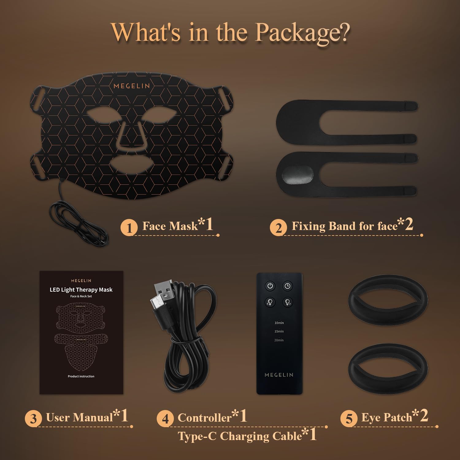 MEGELIN 7 Colors Led Light Therapy Facial Mask, Face Light Therapy Mask for Face, Reduce Wrinkles Smooth Skin, Infrared Light Skin Rejuvenation(Black) - Image 7