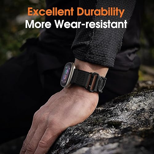 Miniatura 7 de Bandletic Bandas tácticas resistentes compatibles con Fitbit Versa 4 bandasVersa 3Sense 2Sense, correas deportivas de nailon militar suave y duradero