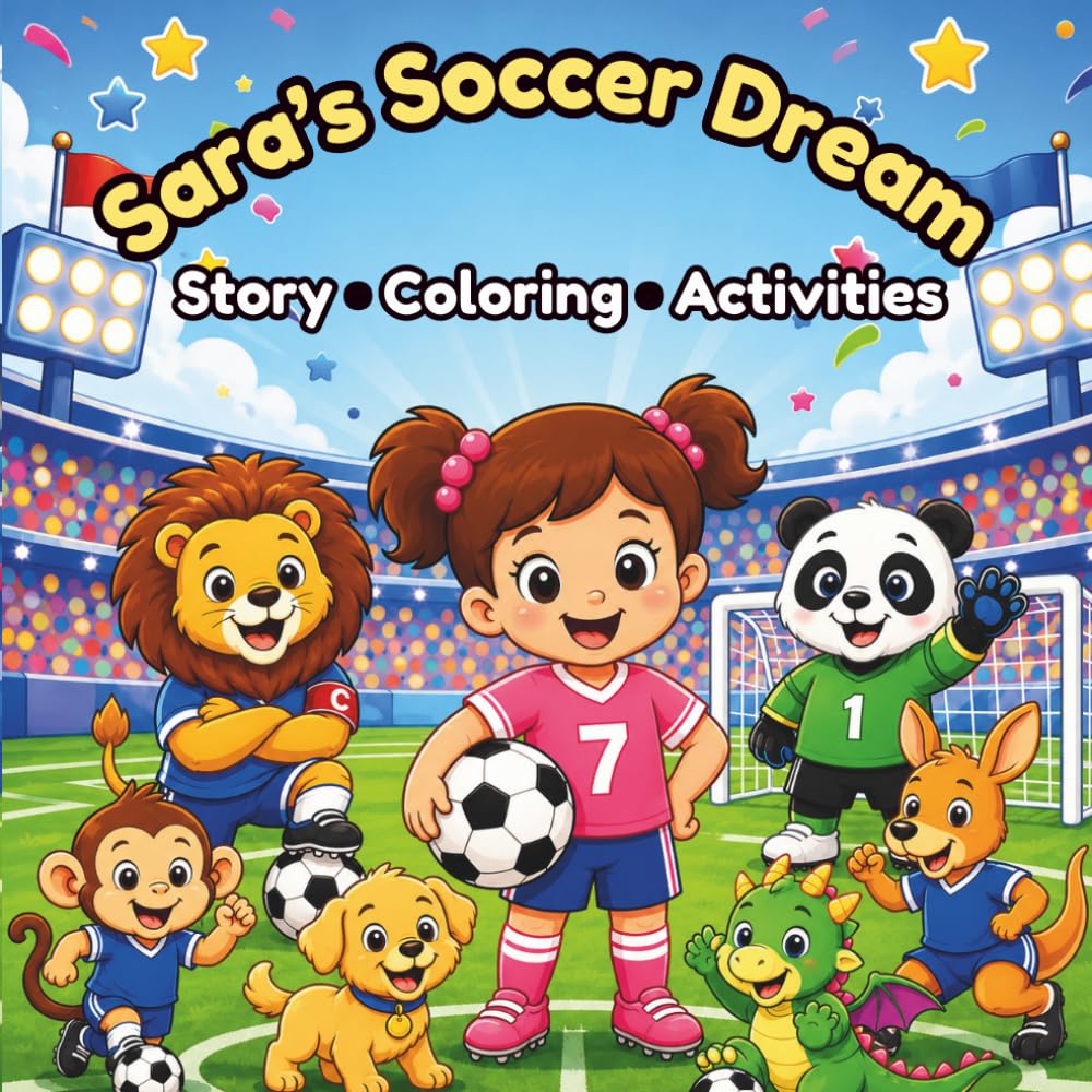 Sara's Soccer Dream: A Football Story and Coloring Book with Activities for Kids Ages 3–6