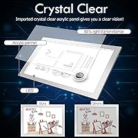 Vista 2 de Caja de Luz LED Regulable A4 Plateada para Manualidades, Almohadilla de Luz Delgada, Tableta Portátil, Cable de Alimentación USB, Mesa de Dibujo por