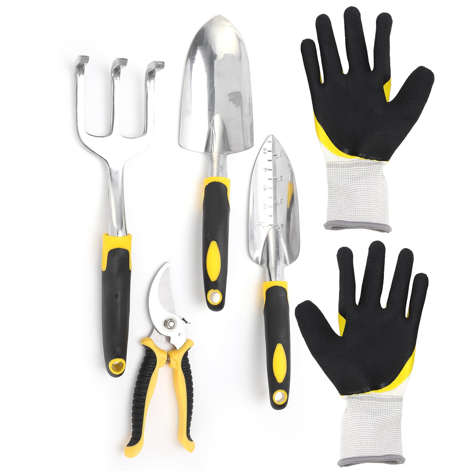 Kit de Herramienta de jardinería de 5 Piezas Piradora de Palas de trasplante con Cabezal de Aluminio Fundido de Servicio Pesado para Plantar Flores jardín