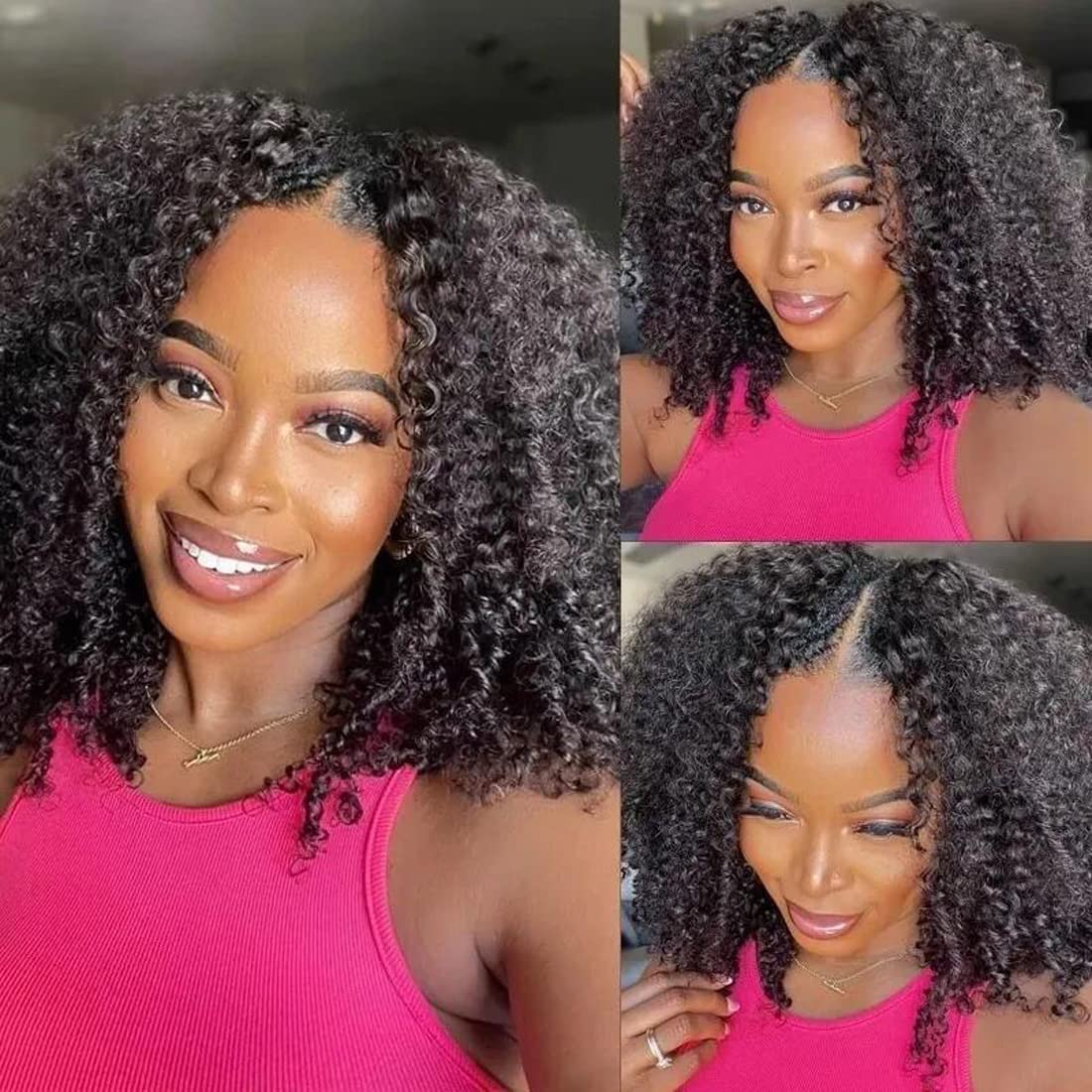 UNICE V Part Wig Human Hair Kinky Curly with Drawstring Upgrade U Part Wigs Human Hair for Women No Leave Out Glueless Wig Brazilian Virgin Hair Beginner Friendly Wig 150% Density 24 inch