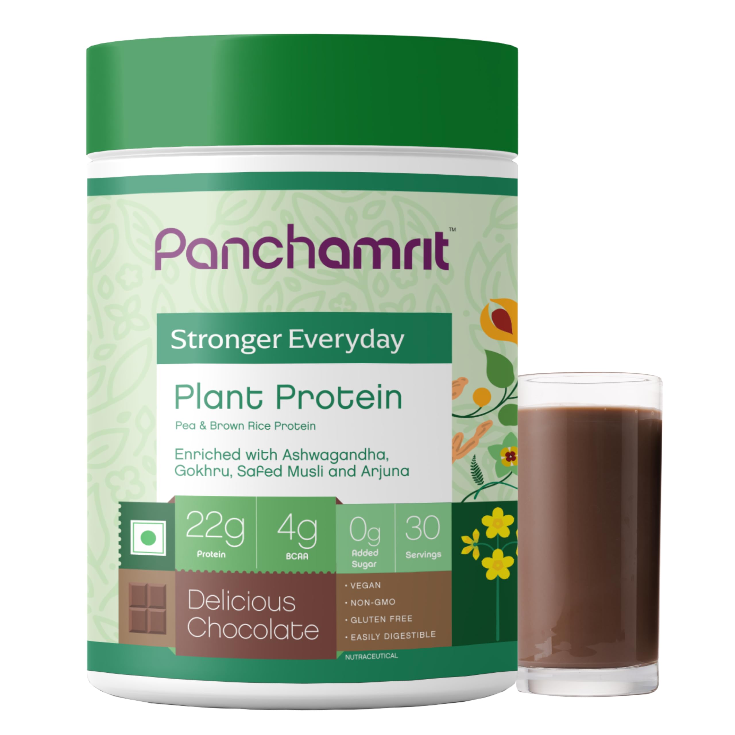 Panchamrit Vegan Plant Protein, 1kg | Helps Build Lean Muscle, Faster Recovery & Easy to Digest | Pea & Brown Rice protein blend with Ayurvedic herbs | 22g Protein & 4g BCAA | Chocolate Flavour (B0C14Q6X98) Amazon Price History, Amazon Price Tracker
