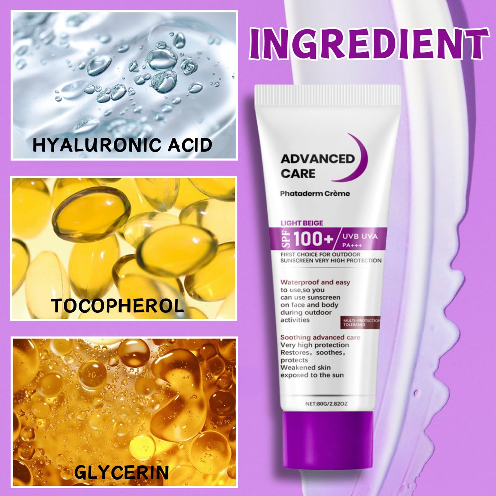 100 SPF Sunscreen for Face & Body - 1Pc Outdoor Sun Screen 100 SPF - Sport Sun Screen Protector for Women & Men, 80G