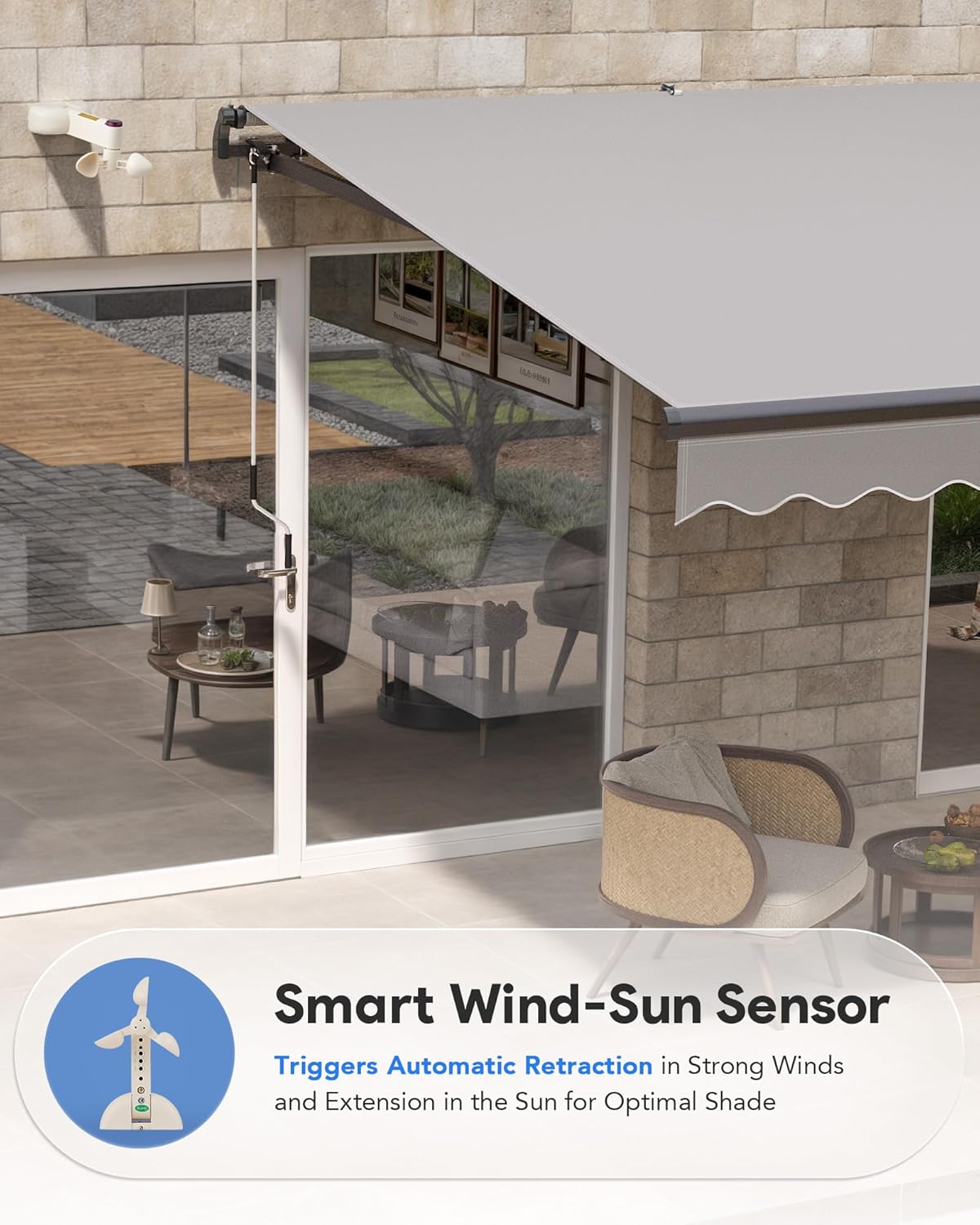 Wind-sun sensor for CO-Z awning