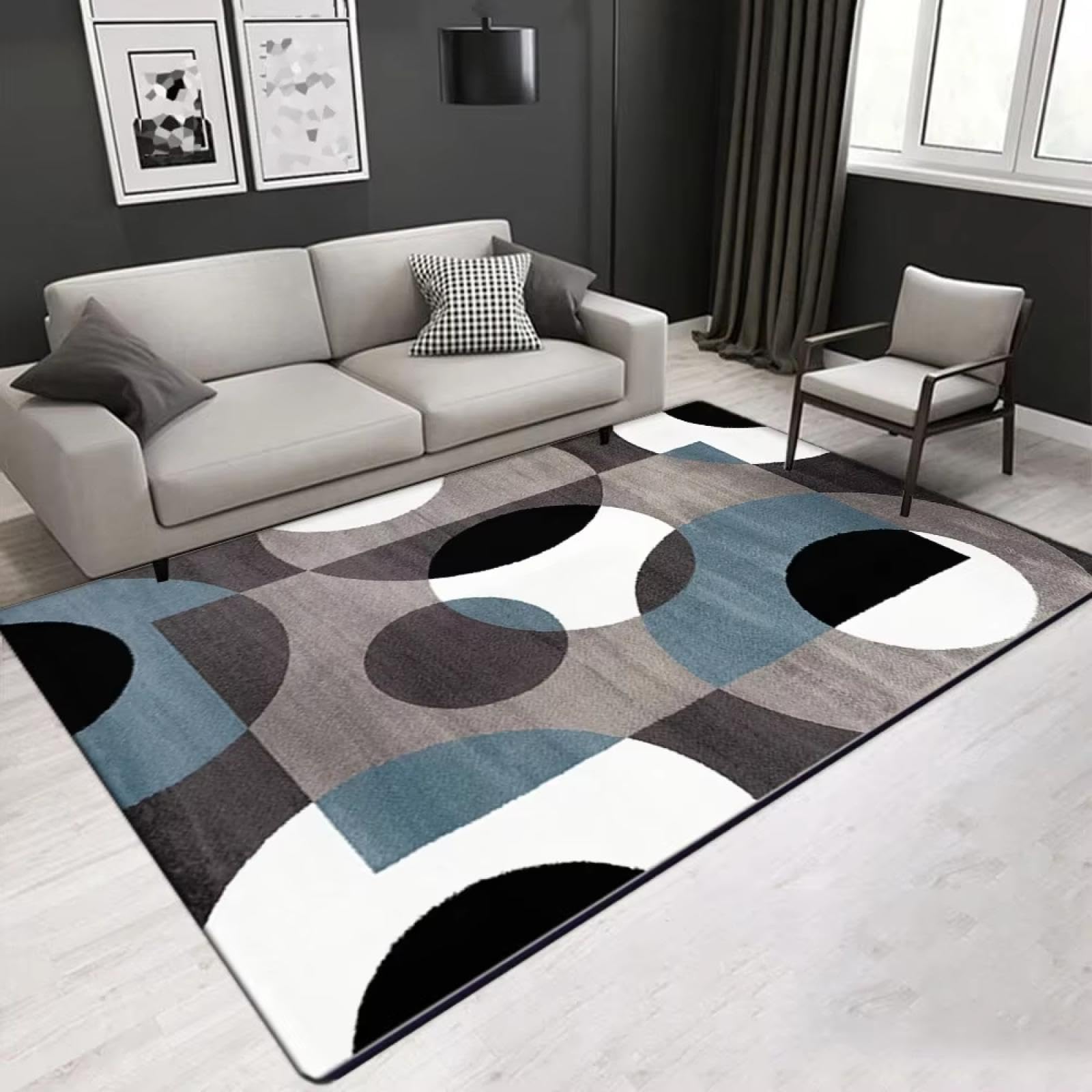 Tapis géométrique salon chic 180x240 cm grand format lavable