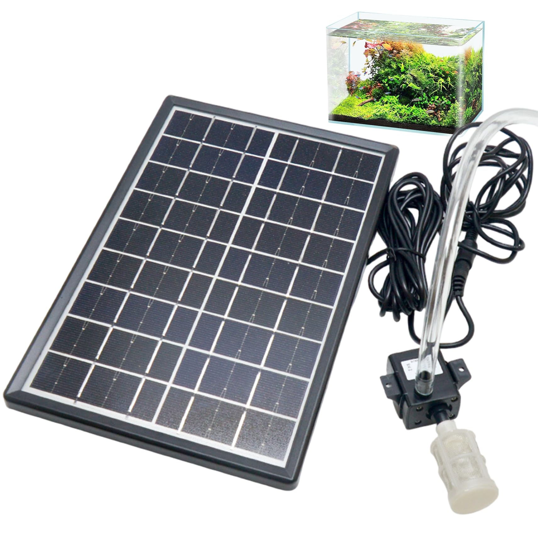 Solar Powered Water Pump, 6W 9V Panel, 12V DC Solar Pump for Water Feature, 240L/H Submersible, with 2M Pipe Filter, for Pond Aquarium Fountain Garden..