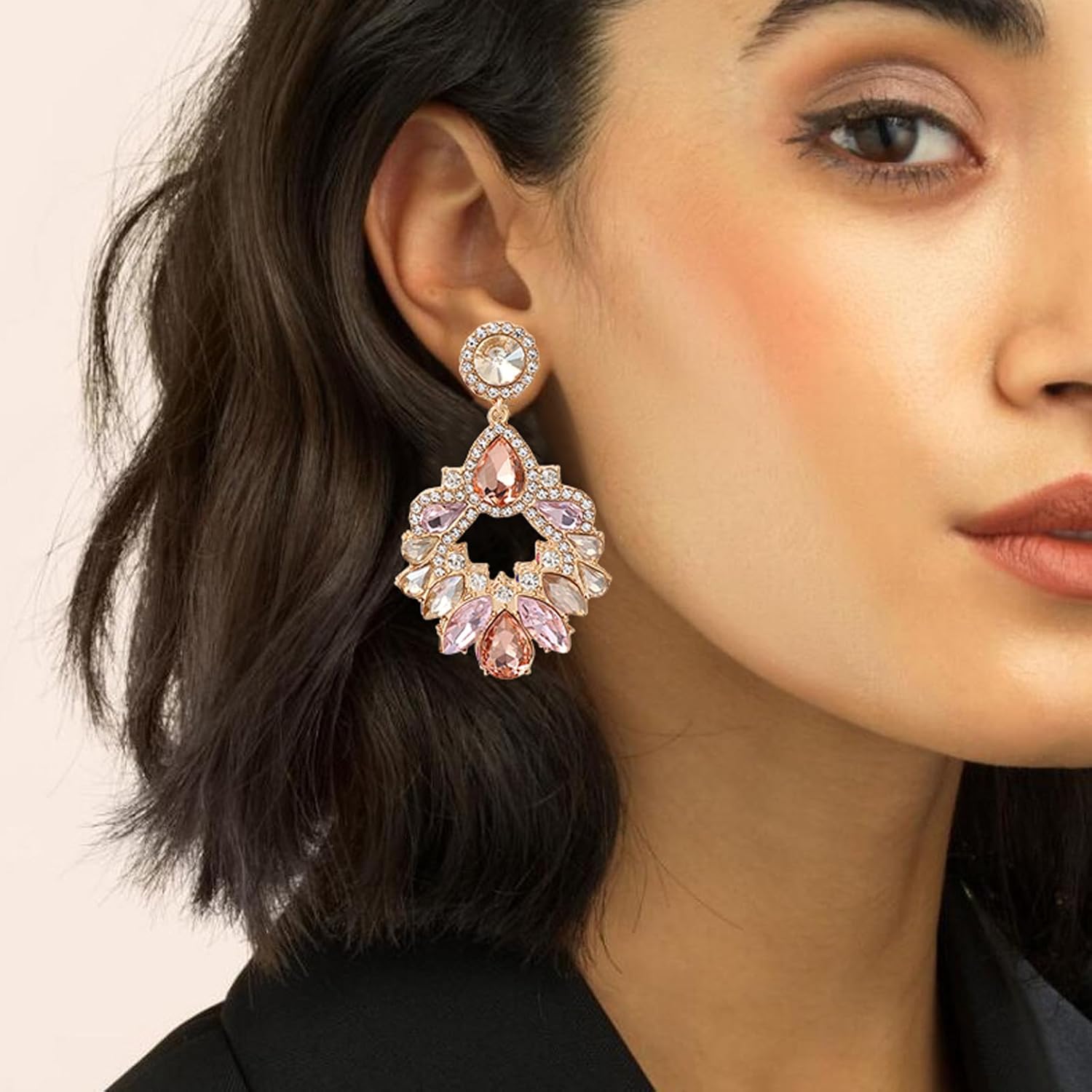 Rhinestone Earrings Dangling for Women Vintage Fancy Cluster Crystal Dangle Earrings Vintage Rhinestone Teardrop Dangle Earrings Sparkly Statement Earrings Crystal Chandelier Earrings for Women Wedding Bridal Prom - Image 2