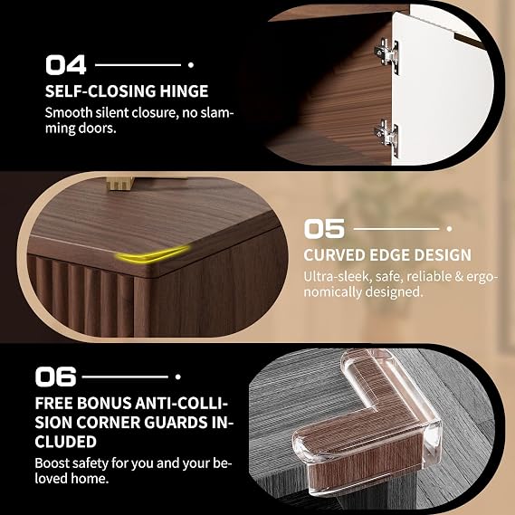 140cm/55in TV Units TV Stand Cabinet for TV up to 60 Wooden TV Console Table 2 Open Storage Cubes 2 Doors Sideboard for Living Room Bedroom Entertainment Room Furniture, Dark Wood Color