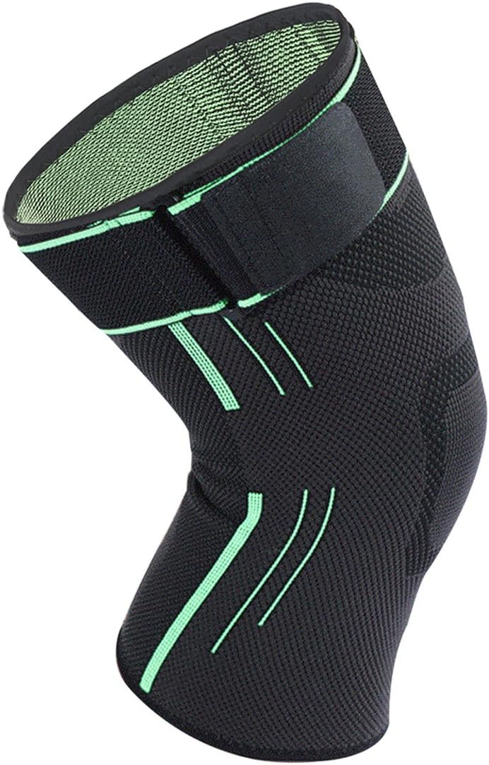 Lixinsunbu Compression Knee Brace Support Sleeve with Strap Bandage for Running Jogging Marathon Basketball Volleyball Sports Joint Pain Relief Jumping injuries Patella tendonitis Arthritis (L)