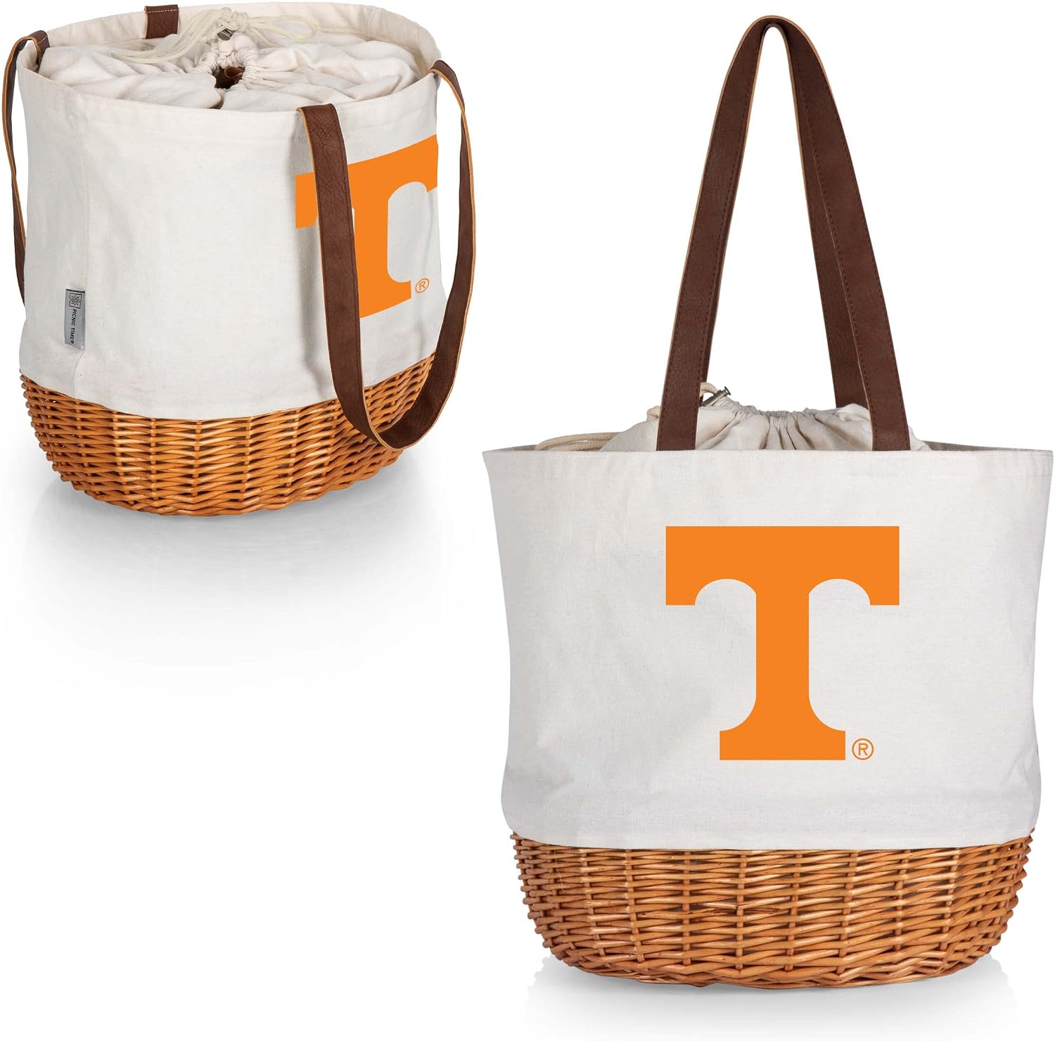 PICNIC TIME NCAA Purdue Boilermakers Coronado Canvas and Willow Basket Tote, Picnic Tote Bag, Beach Tote, (Beige Canvas)