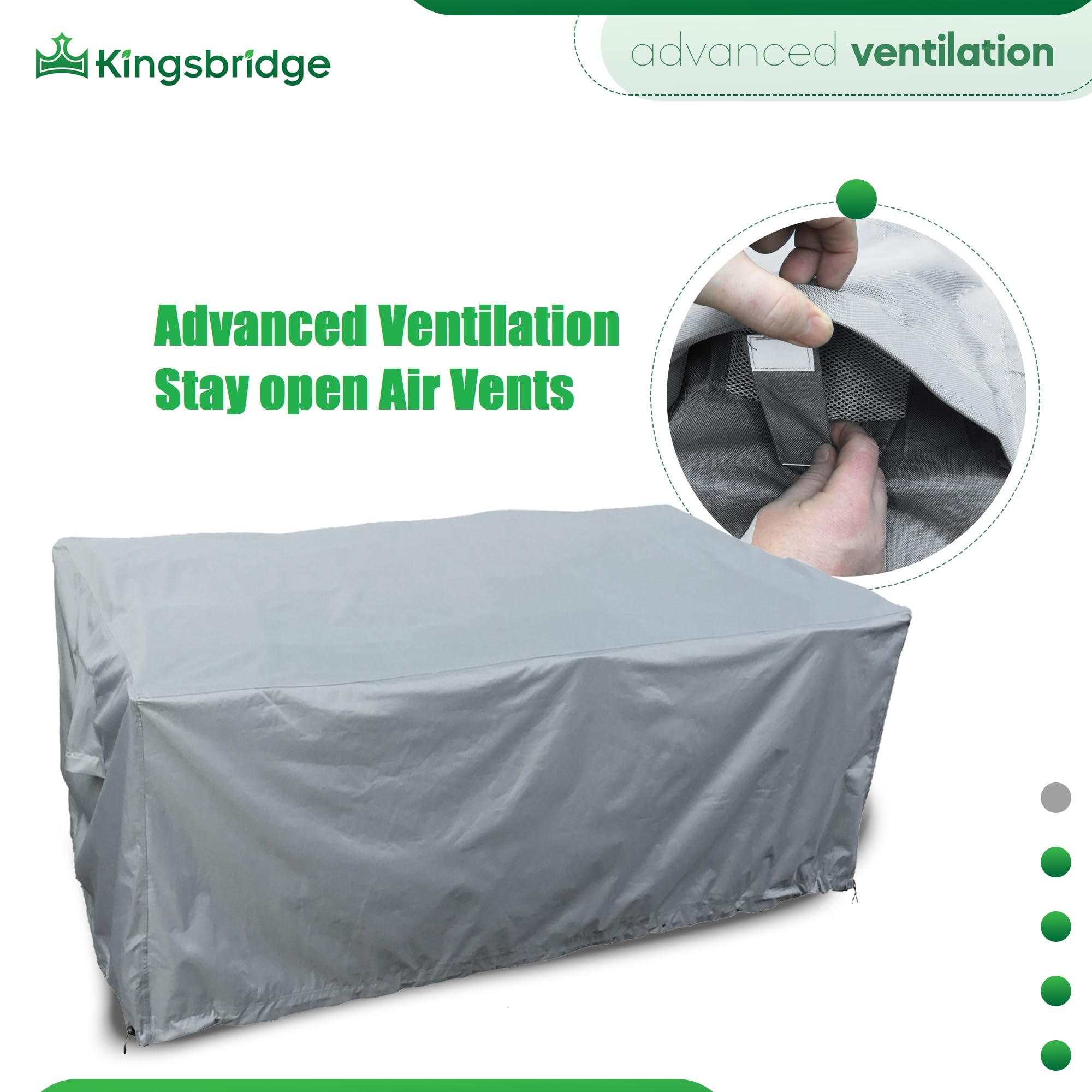 Kingsbridge Rectangular Garden Furniture Table Cover 600D Heavy Duty Fabric, Double Stitching, Waterproof, Anti UV - Image 4