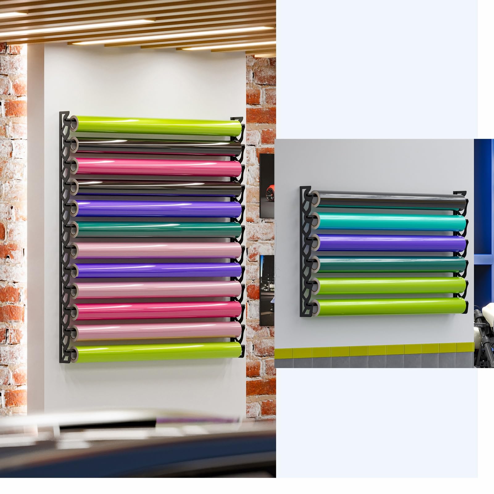 Vinyl Skin Rack Industrial Filter FOSHIO Wall Mount Vinyl Roll Holder | Metal Storage ...