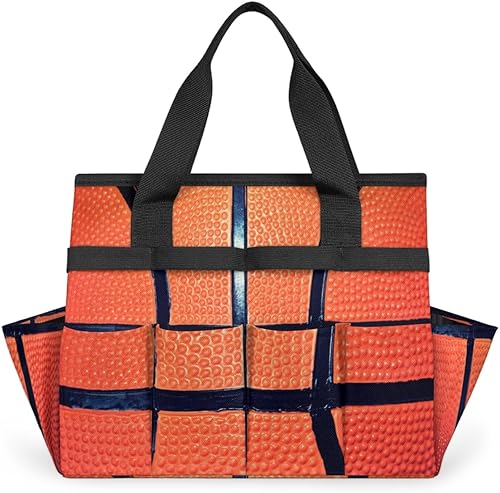 Sport Ball Basketball Garden Tool Tote Bag for Women Men Gardening Tool Storage Bags with 10 Pockets Standable Garden Home Tool Kits Organizer for