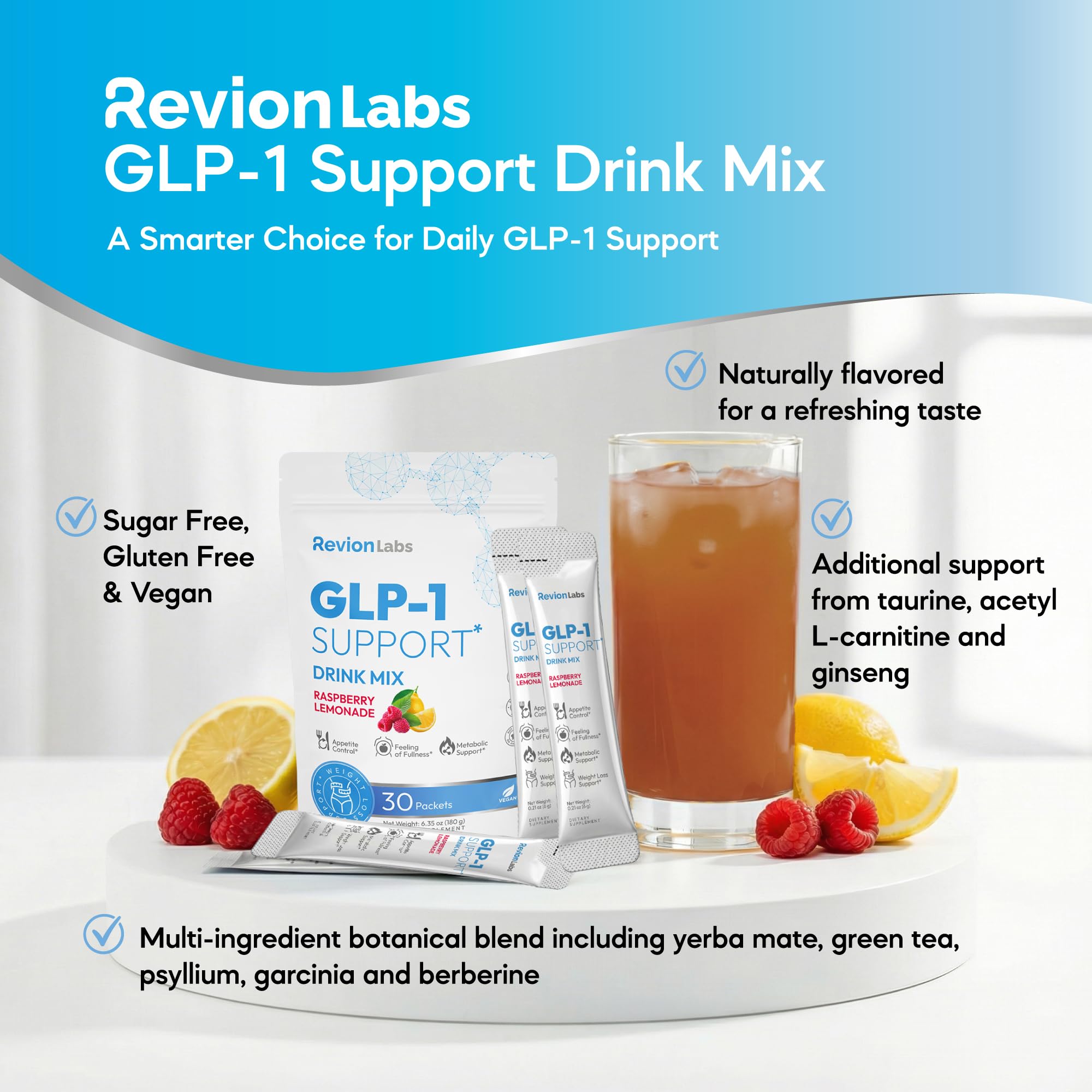 Amazon.com: Revion LABS GLP-1 Support Drink Mix Powder - Weight Loss  Support Natural Appetite Suppressant & Metabolic Booster for Women Men