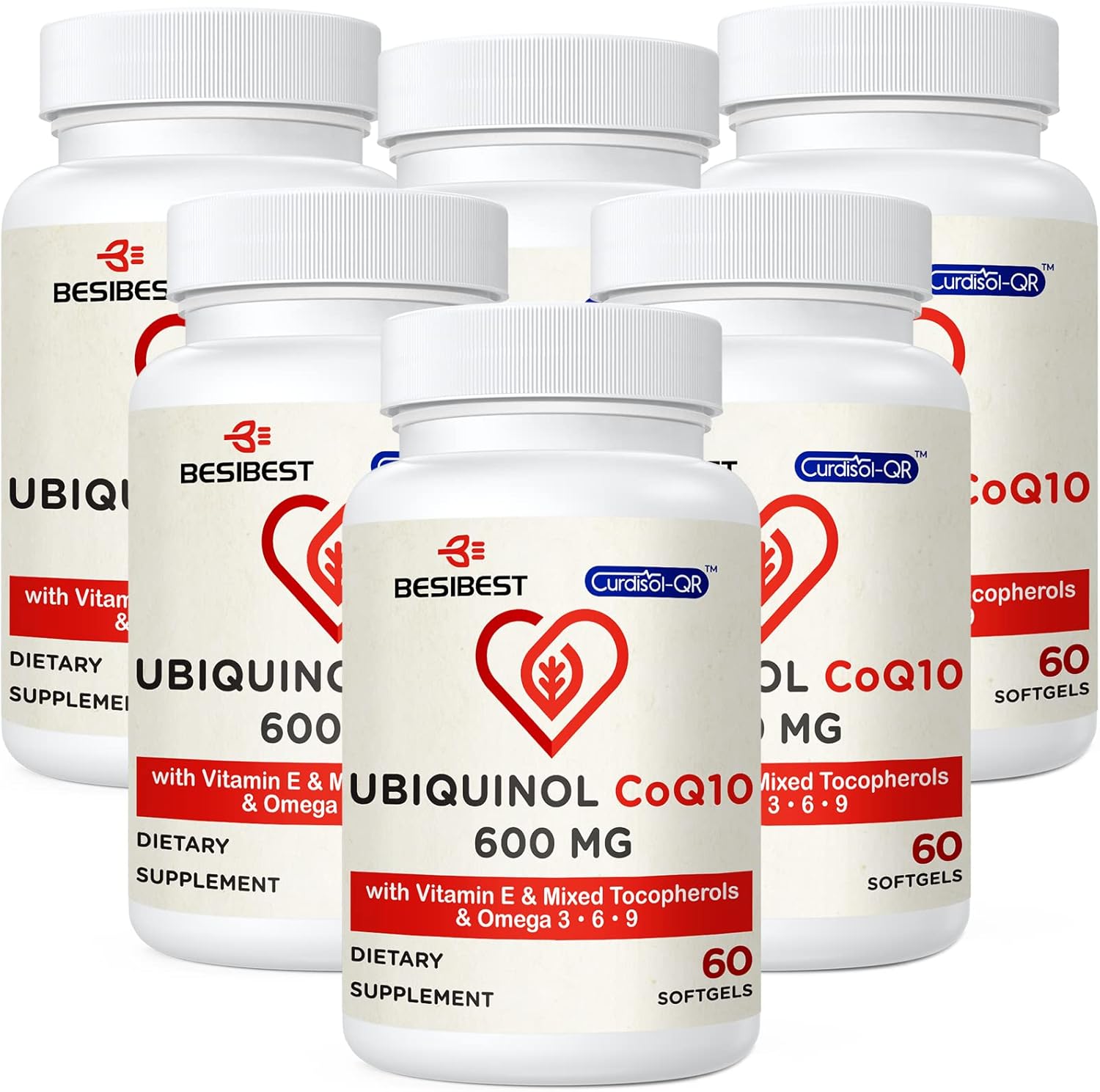 Ubiquinol CoQ10600mgSoftgel, Active Coq10 Ubiquinol Supplement with Vitamin E