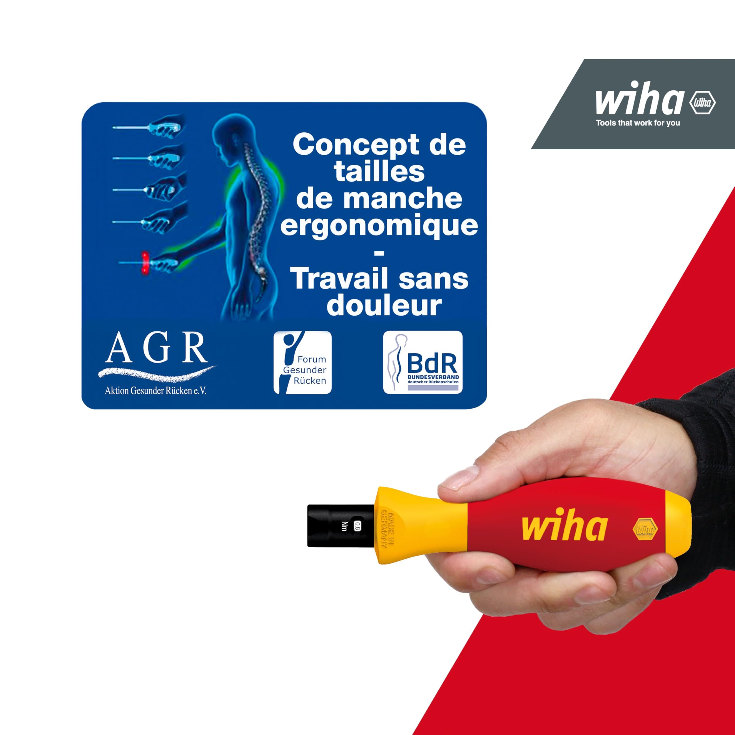 Wiha SA 2872-S3 TorqueVario-S el electric 0,8-5 Nm | (38074) 0.8-5.0 Nm I PlusMinus/Pozidriv variably adjustable torque limit I slimBits I VDE tested