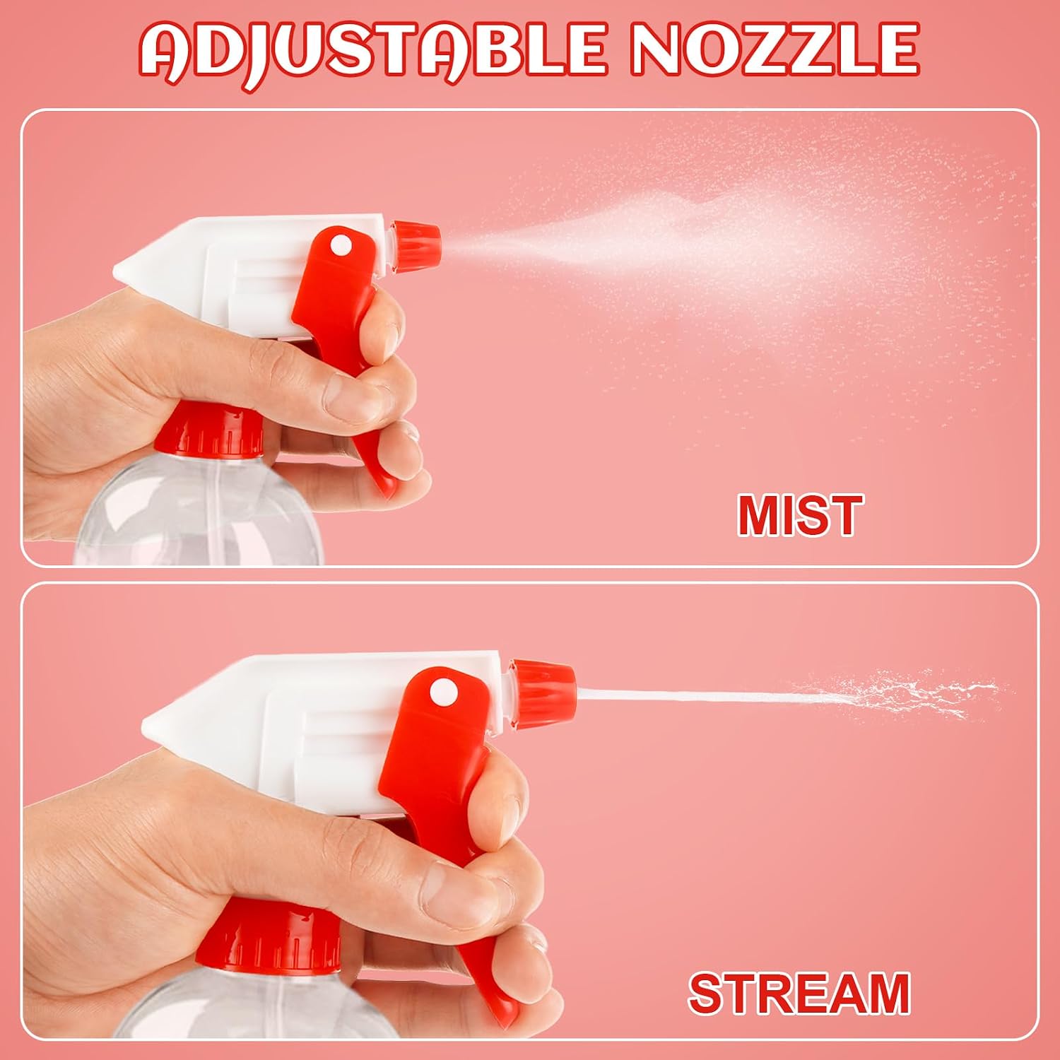 50 PCS Spray Nozzle for Bottles, Spray Bottle Nozzle Replacement, Adjustable Spray Bottle Tops with Mist Stream Sprayer, Trigger Bottle Sprayer Nozzles Fits Standard 28/410 Neck Bottles – Red