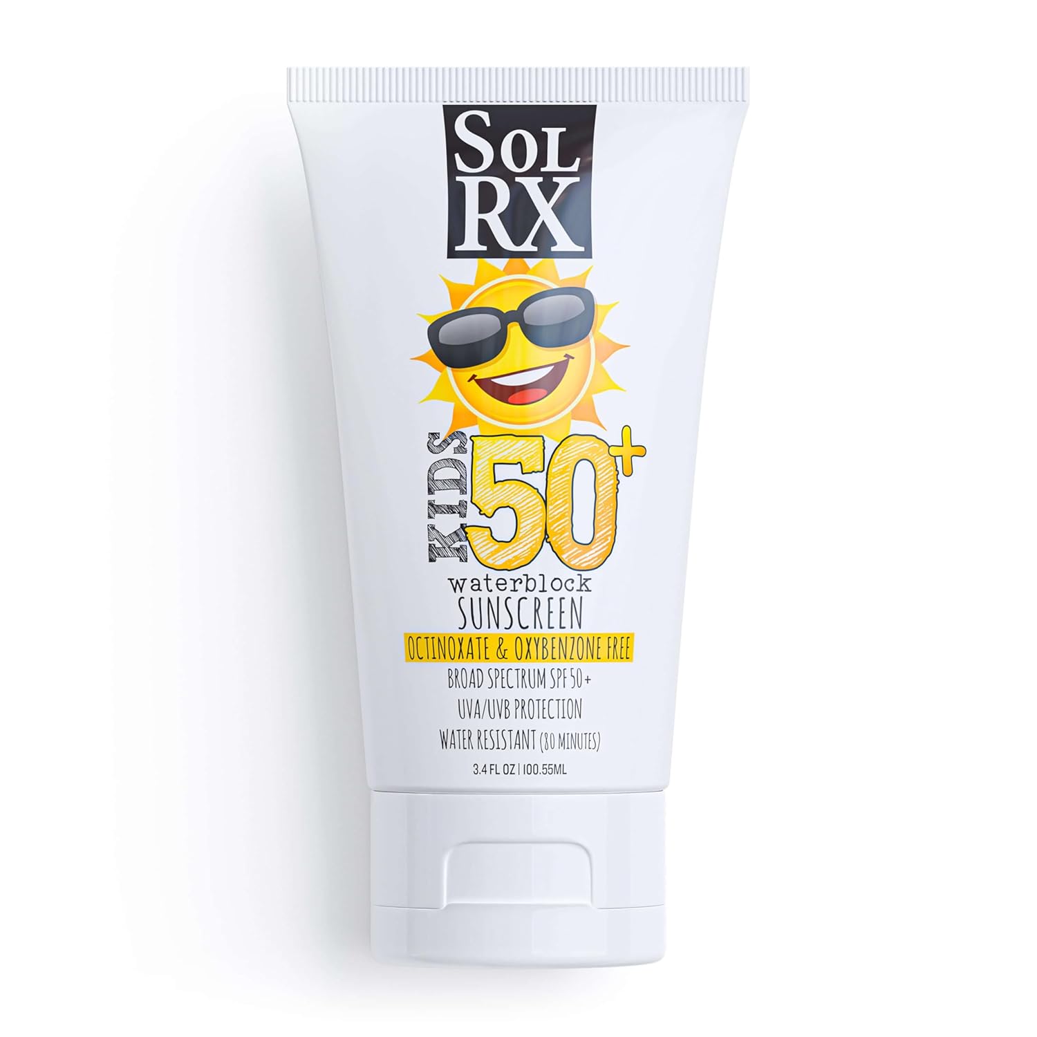 SolRX KID's SPORT Sunscreen SPF 50+ Oxybenzone Free Sunscreen, Reef Safe Sunscreen for Face and Body, Won't Run Into Eyes (Pack of 2)