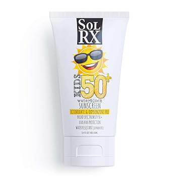 SolRX KIDs SPORT Sunscreen SPF 50+ Oxybenzone Free Sunscreen, Reef Safe Sunscreen for Face and Body, Wont Run Into Eyes