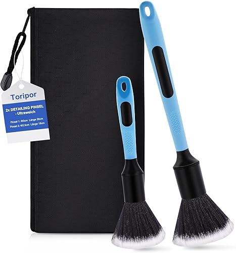 Toripor 2X Auto Detailing Reinigung Pinsel Set, ultraweich Detail Bürsten für sc
