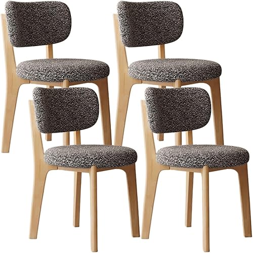 Miniatura 13 de YVYKFZD Solid Wood Dining Chairs, Fabric Dining Room Chair Set of 2/4/6, Upholstered Kitchen Chairs with Curved Backrest, Armless Living Room Chair,