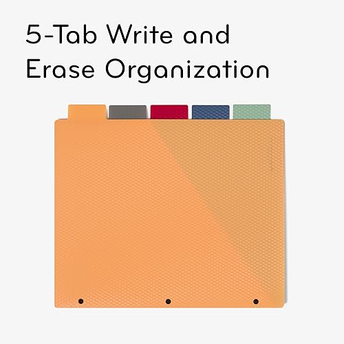 Miniatura 10 de U Brands Bright Performance - Separadores de 5 pestañas de polietileno con bolsillos, azul, verde azulado, morado, rojo y amarillo, 3 agujeros