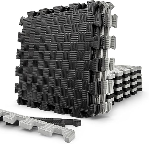 Sportneer Tapetes de ejercicio de rompecabezas de 12 pulgadas de grosor tapetes entrelazados de espuma para gimnasio en casa, equipo de