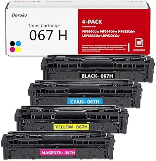 067H 067 Toner Cartridge 4-Pack High Yield MF656Cdw Compatible Replacement for Canon 067H for Canon imageCLASS LBP633Cdw LBP632Cdw MF653Cdw MF654Cdw MF656Cdw Series Printer CRG-067H CRG067H