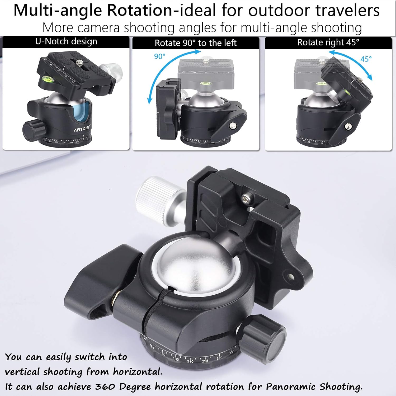 Discount Low Profile Ball Head 36mm Stability Panoramic Tripod Head 360 Rotating Professional Metal Ballhead with 1/4 inch QR Plate for DSLR Cameras Tripods Monopods Camcorder Slider Max Loading 33lbs/15kg