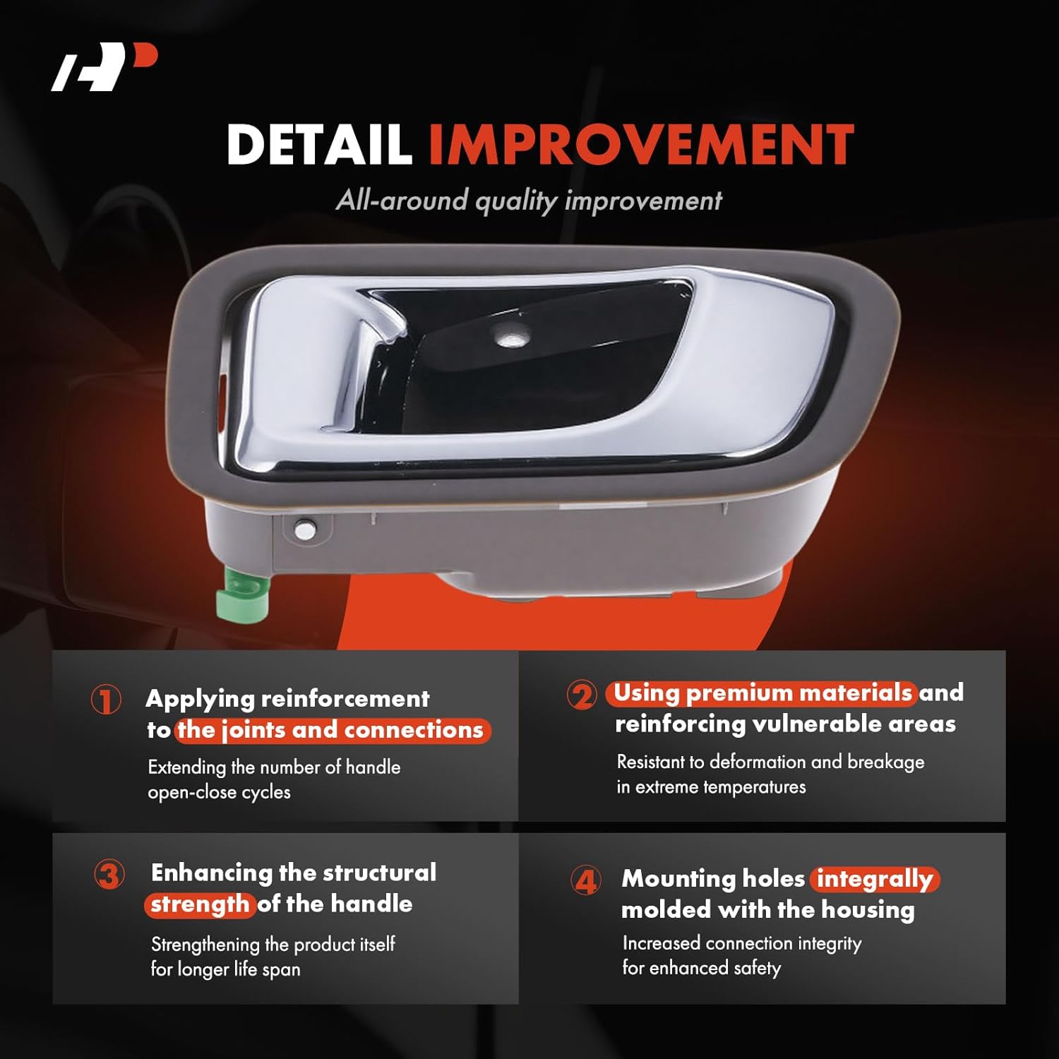 A-Premium Inside Interior Door Handles Compatible with Honda Pilot 2003-2008, Silver+Saddle, 2-PC Set, Rear Driver and Passenger Side