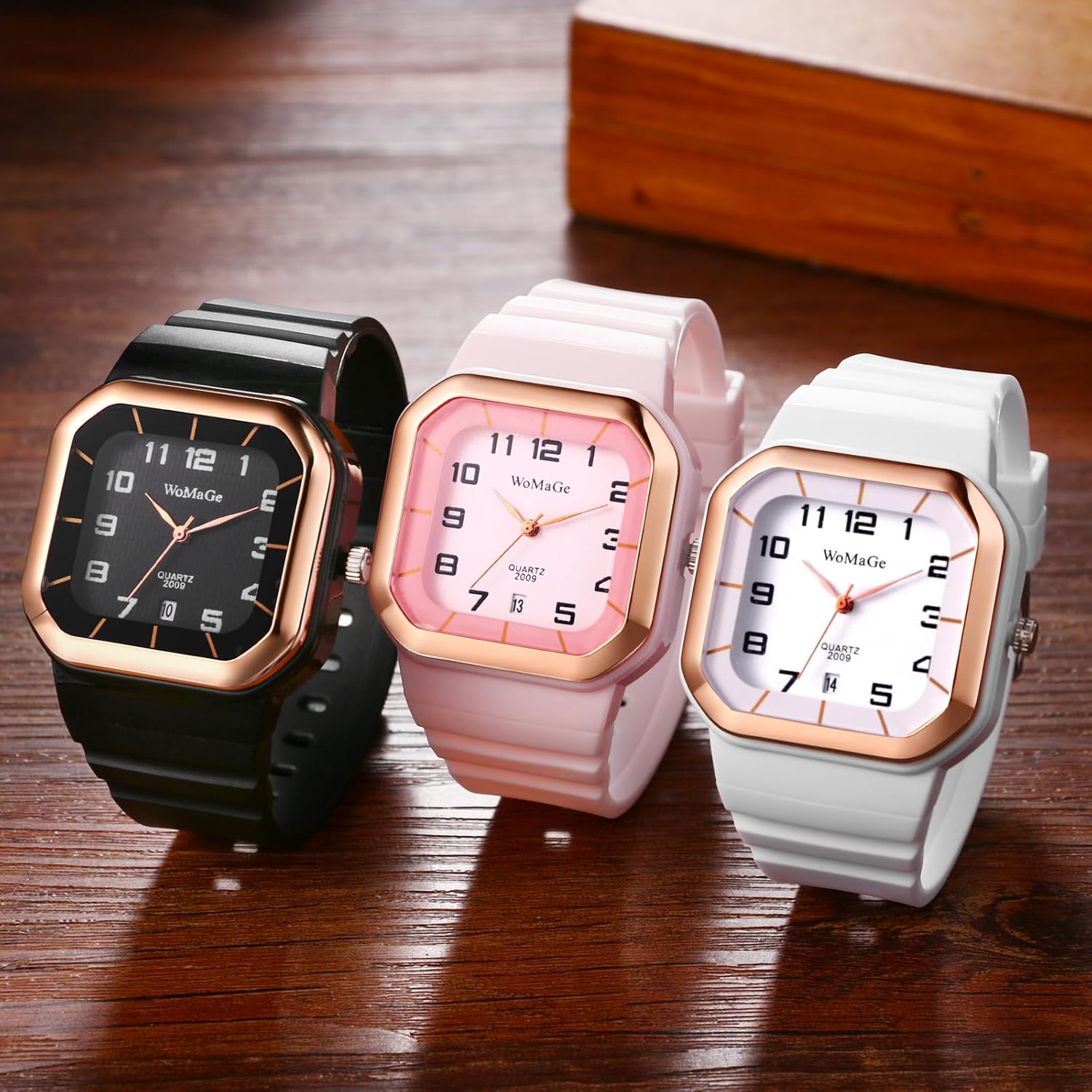 Avaner Women's Silicone Square Watches: Analog Quartz Soft Band Sports Wrist Watch with Date - Image 7