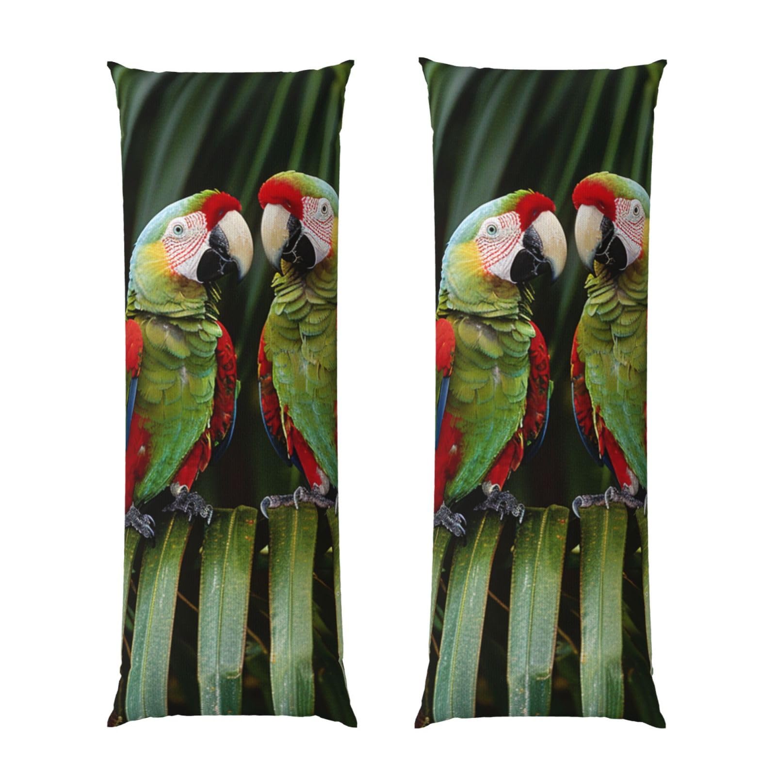 Body Pillow Cover 20x54 Inch, Two Parrots on Green Palm Tree Print Long Lumbar Pillow Case with Zipper Long Body Pillowcase Decorative for Bed Sofa Bedroom