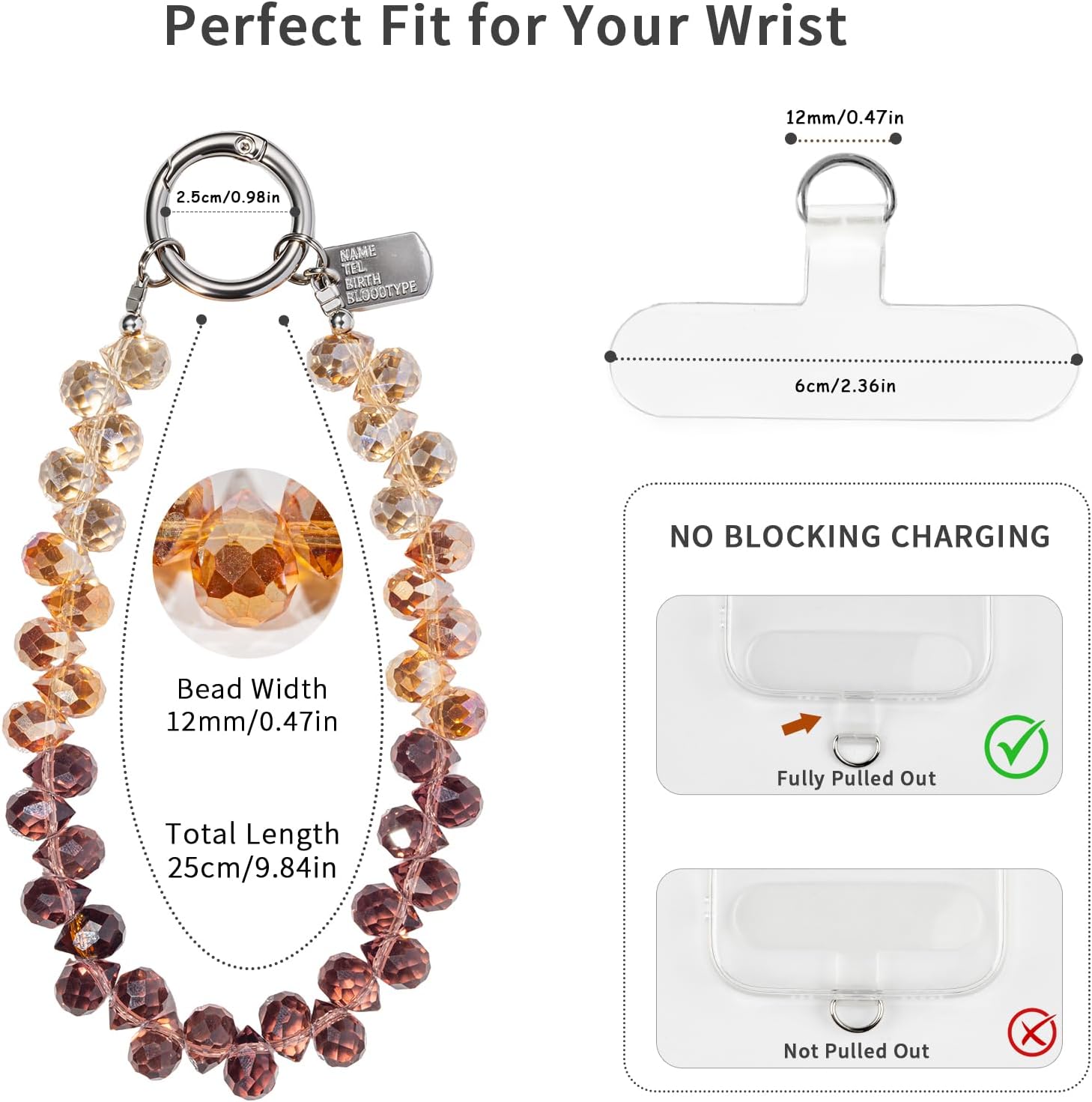 Phone Wrist Strap, Beaded Phone Charm, Cellphone Chain Wristlet image 5
