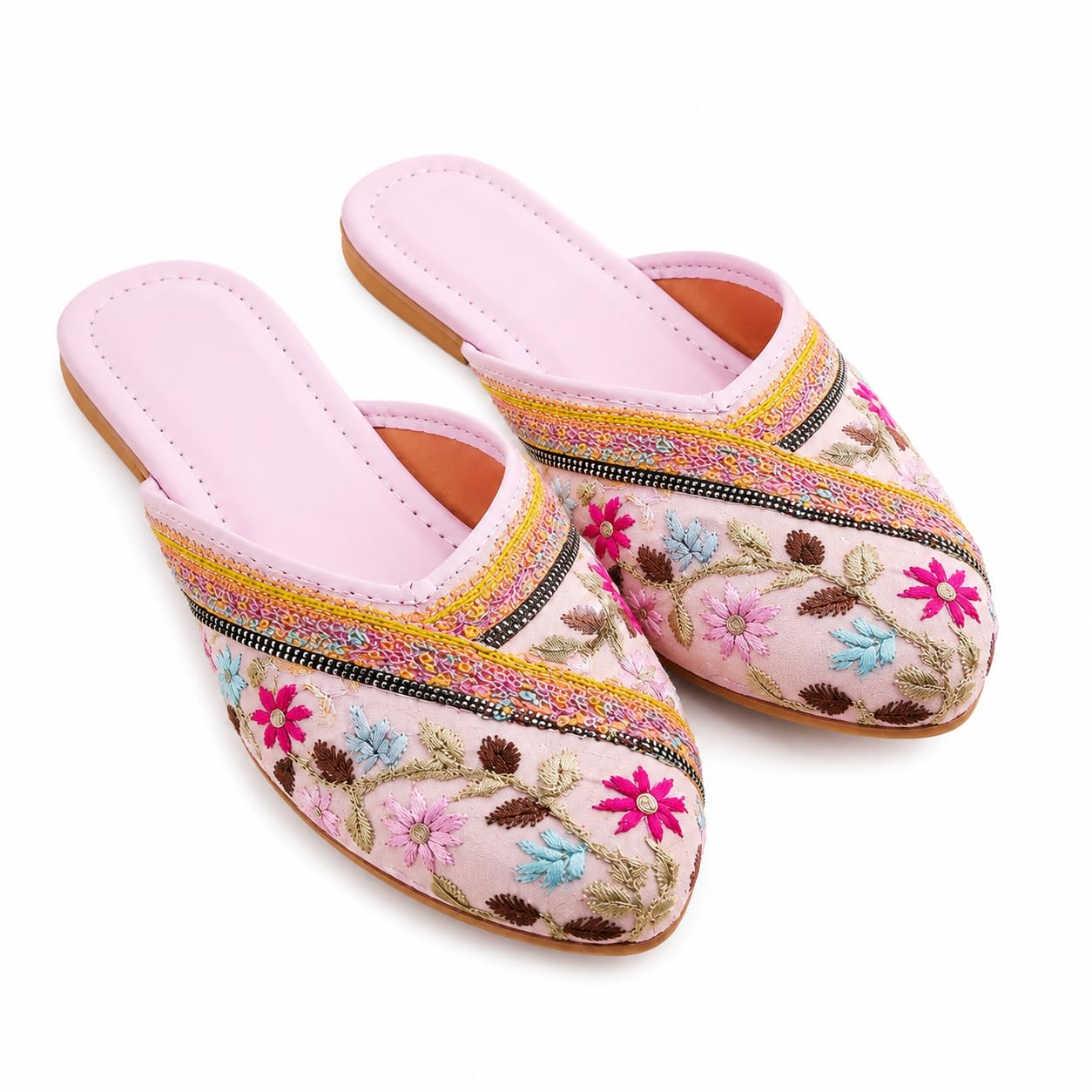 Women's Embroidered Rajasthani Mojari Jutti Flat Slip-On-picture-25