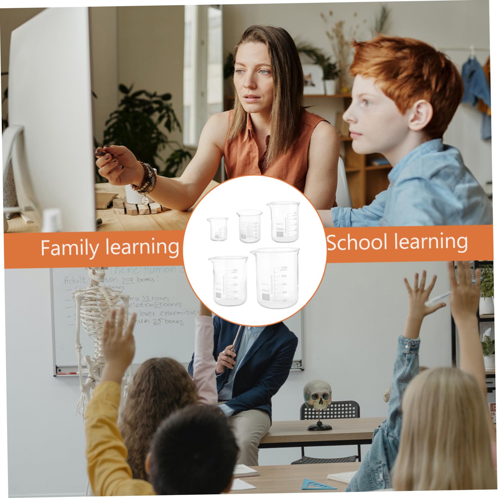 Homoyoyo Tazas Medidoras de Vidrio 5piezas de Borosilicato Grueso | Vasos Graduados para Medir Líquidos, Ligeros y Fáciles de Limpiar, Decoracion Colegio